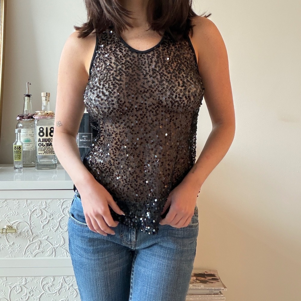 Vintage Y2K Forever 21 black sequin tank top